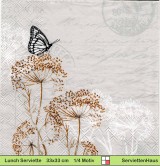 Schmetterling auf Blüte in beige -1 Lunch Serviette
